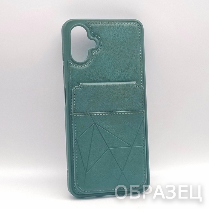 Samsung A06. Накладка, PU Leather Card, визитница-подставка, зеленый
