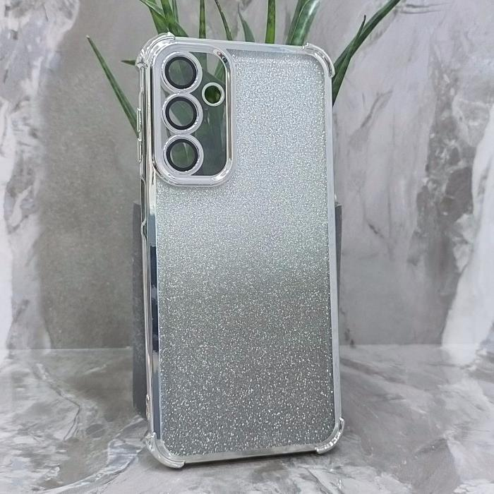 Samsung A16. Накладка, Heavy Armor TPU, вкладка с блестками, серебристые края
