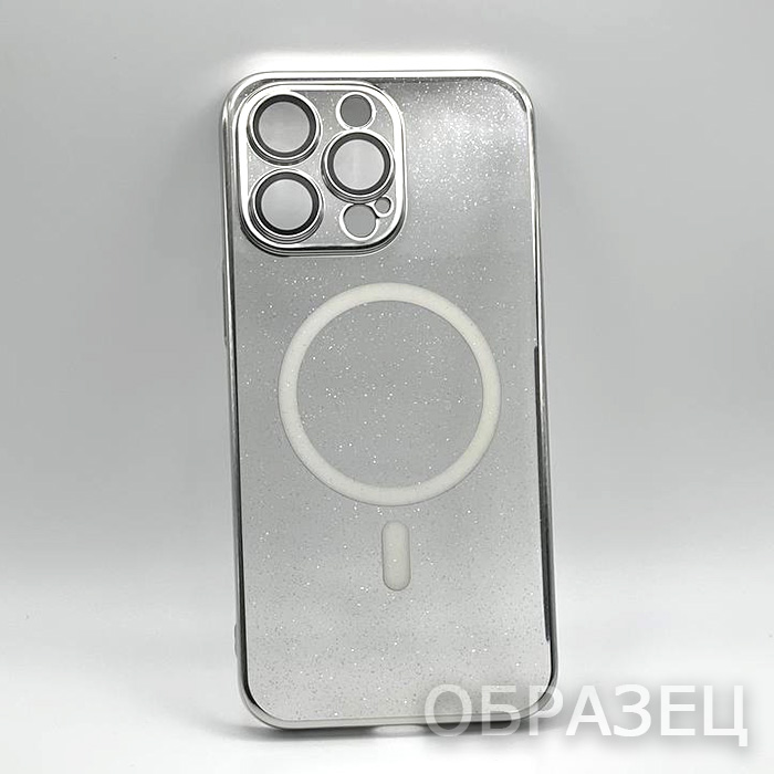 iPhone 16 Pro. Накладка, Camera Armor Shine Mag, пластик, окантовка серебристая, прозрачный