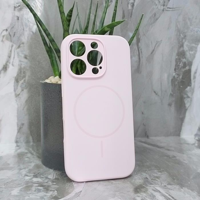 iPhone 16 Pro. Накладка, Silicone Slim Mag, светло-розовый