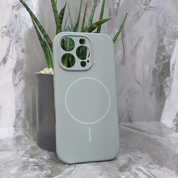 iPhone 16 Pro. Накладка, Silicone Slim Mag, серый