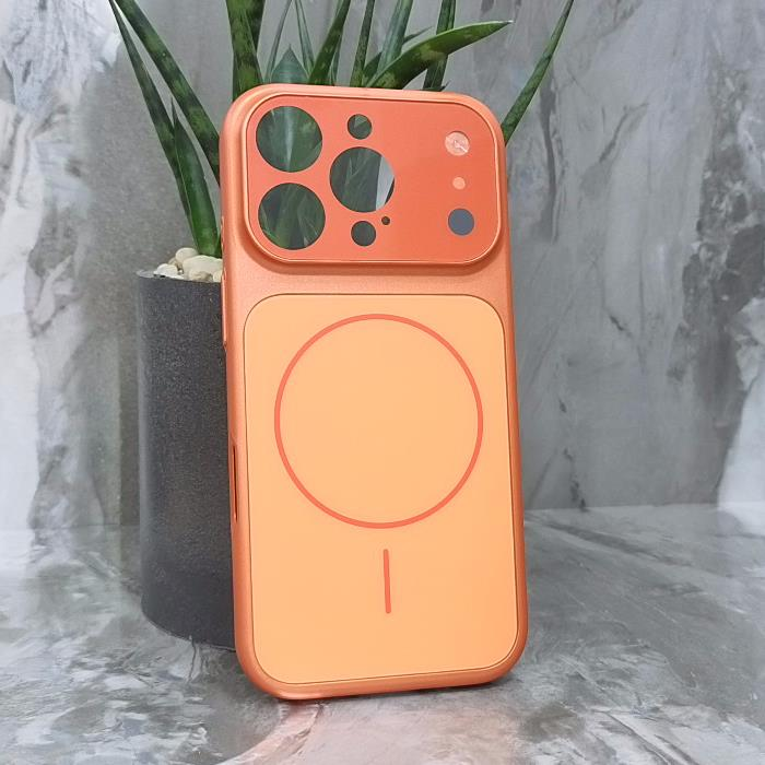 iPhone 16 Pro. Накладка, PC Imitation Matte Camera Glass Mag, оранжевый