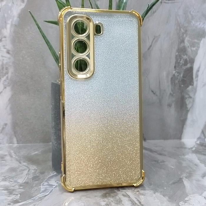 Infinix HOT 50 4G. Накладка, Heavy Armor TPU, вкладка с блестками, золотистые края