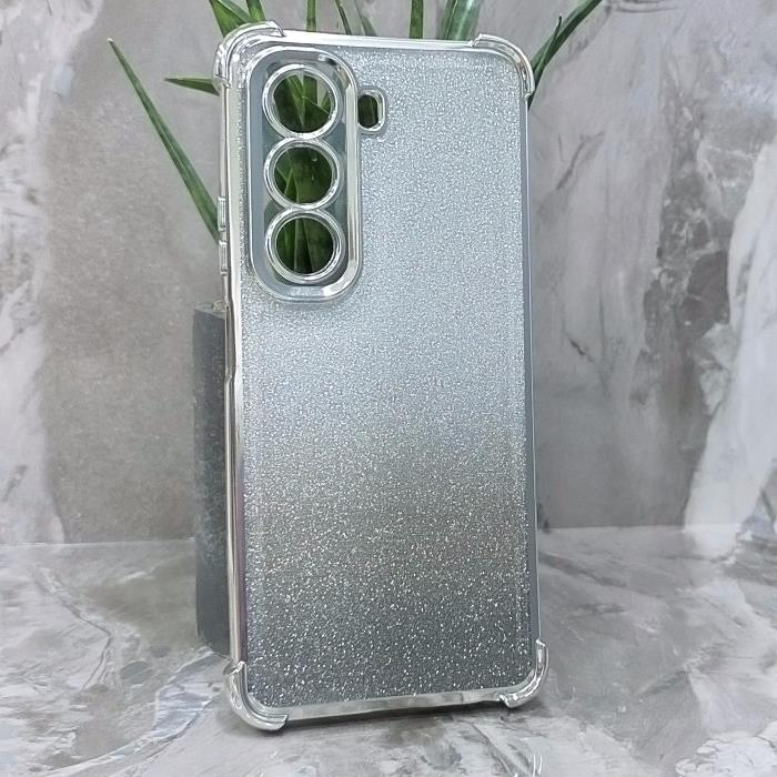 Infinix HOT 50 4G. Накладка, Heavy Armor TPU, вкладка с блестками, серебристые края