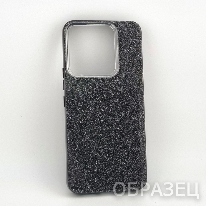 Tecno Spark Go 1/Go 2025/Pop 9. Накладка, силикон, PC Camera Edge Shine, блестки, черный