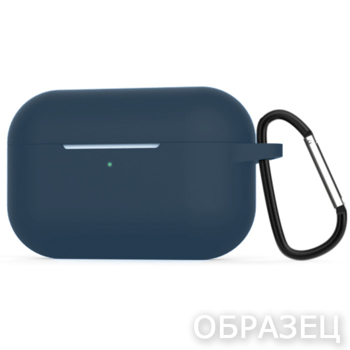 Чехол для Apple AirPods 4. Silicone, карабин, темно-синий