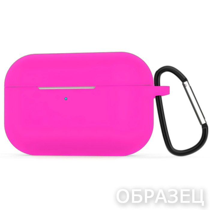 Чехол для Apple AirPods 4. Silicone, карабин, ярко-розовый