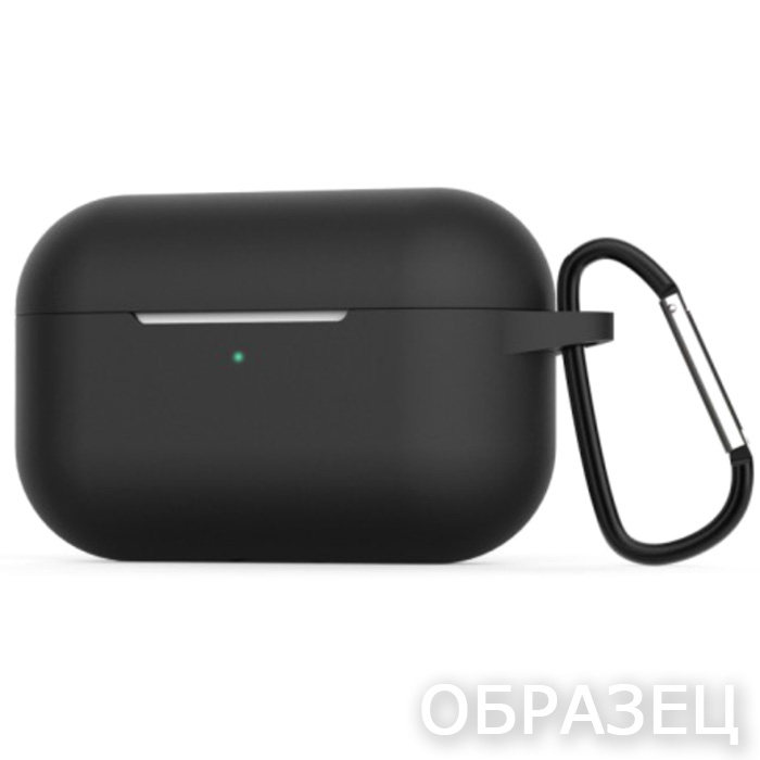 Чехол для Apple AirPods 4. Silicone, карабин, черный