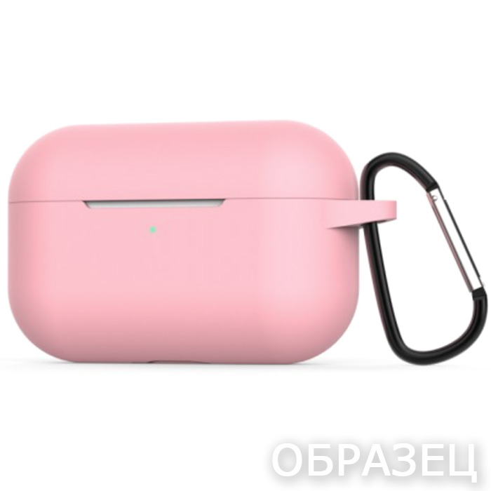 Чехол для Apple AirPods 4. Silicone, карабин, розовый