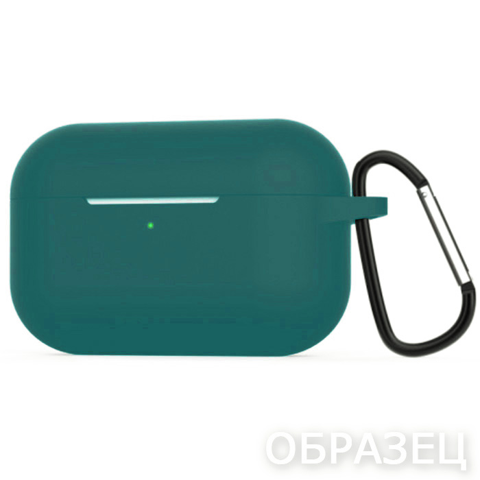 Чехол для Apple AirPods 4. Silicone, карабин, сине-зеленый