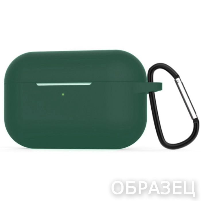 Чехол для Apple AirPods 4. Silicone, карабин, темно-зеленый