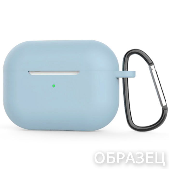 Чехол для Apple AirPods 4. Silicone, карабин, серо-голубой