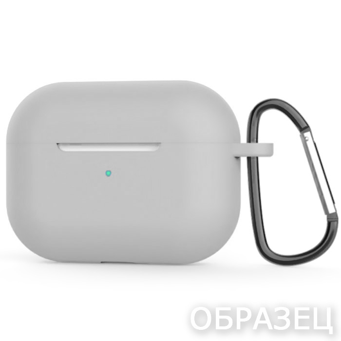 Чехол для Apple AirPods 4. Silicone, карабин, серый