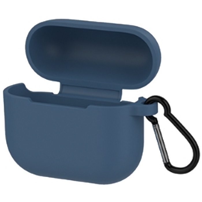 Чехол для Apple AirPods 4. Силикон + карабин, темно-синий