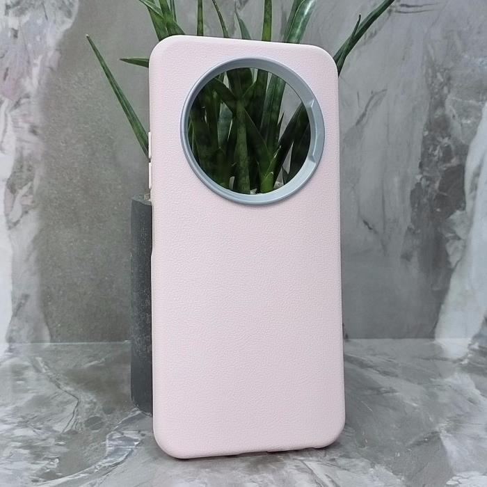 Tecno Spark 30C. Накладка, PU Metal Camera Edge, текстура кожи, светло-розовый