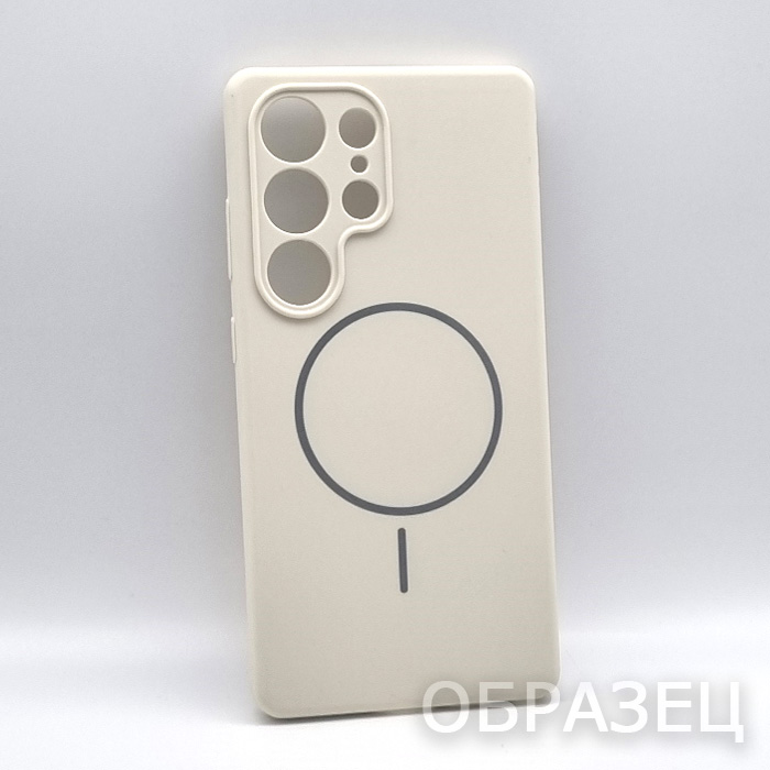 Samsung S25 Ultra. Накладка, Silicone Cover Camera Mag, бежевый