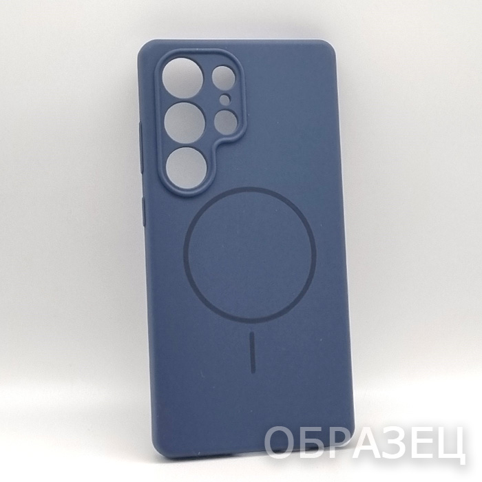 Samsung S25 Ultra. Накладка, Silicone Cover Camera Mag, темно-синий