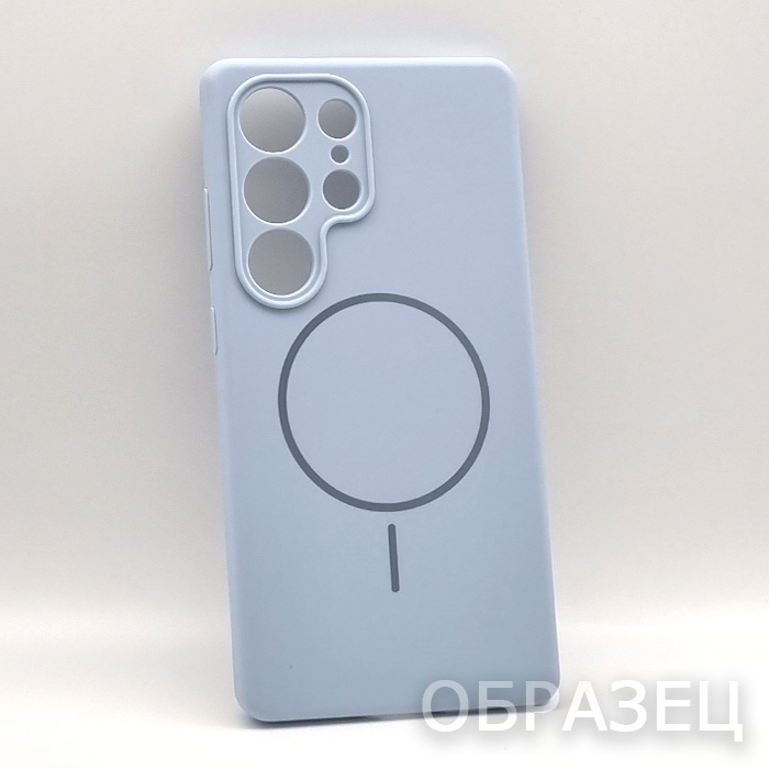 Samsung S25 Ultra. Накладка, Silicone Cover Camera Mag, голубой