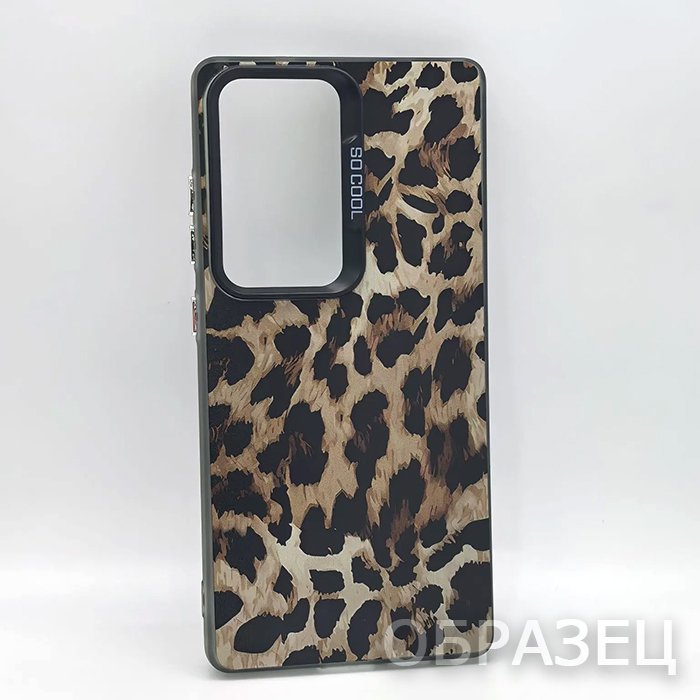 Samsung S25 Ultra. Накладка, So Cool, текстура леопард, черный