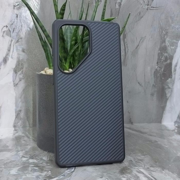 Samsung S25 Ultra. Накладка, Carbon TPU Mag, текстура карбон, плотный силикон, черный