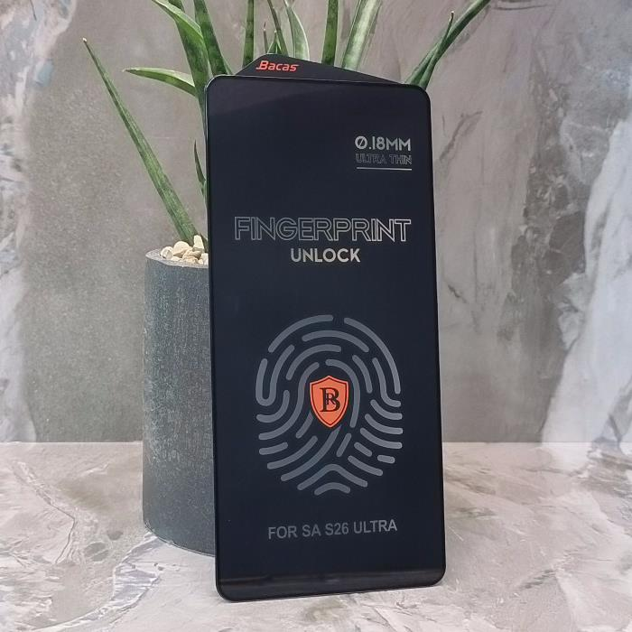 Стекло защитное для Samsung S26 Ultra, FINGERPRINT, черная рамка, Full Glue, 0.18 mm