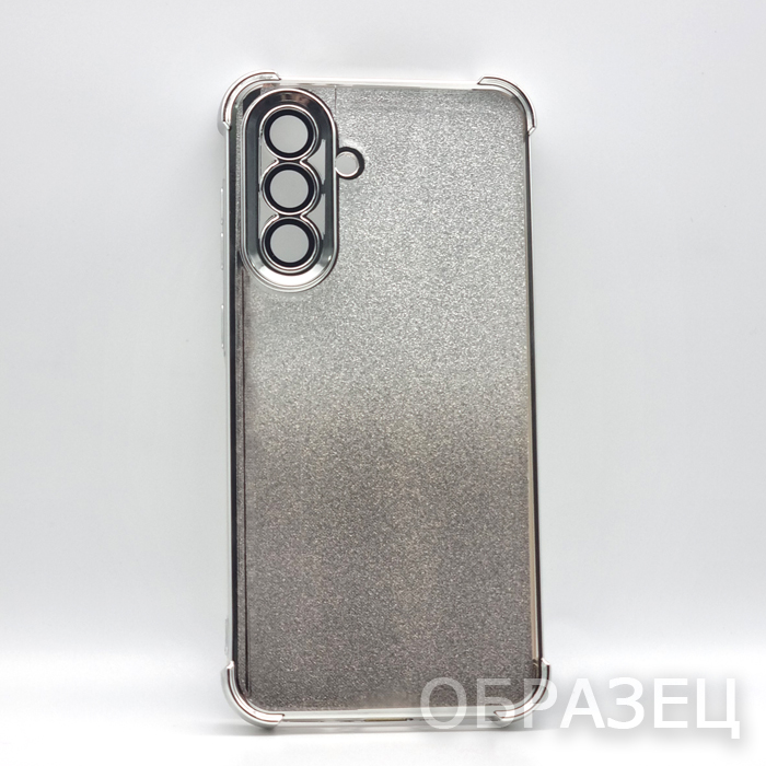 Samsung A36 5G/A56. Накладка, Heavy Armor TPU, вкладка с блестками, серебристые края