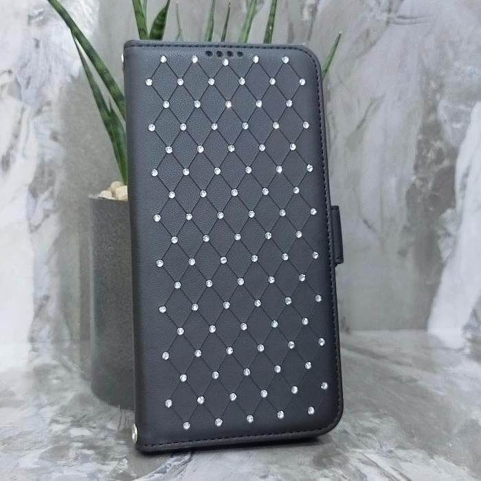Samsung A36 5G/A37 5G/A56. Книжка, Many Diamonds, магнит сбоку, черный