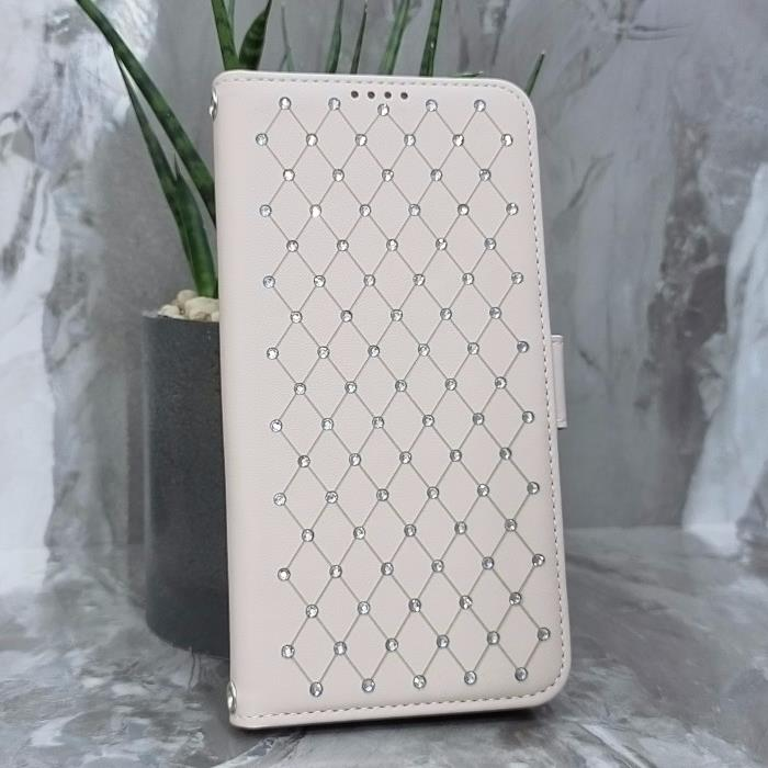 Samsung A36 5G/A37 5G/A56. Книжка, Many Diamonds, магнит сбоку, бежевый