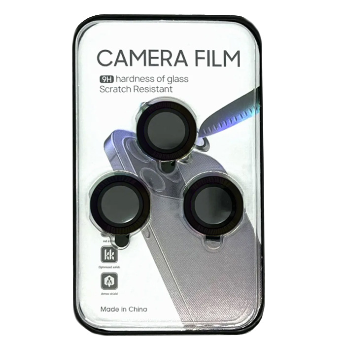 Стекло защитное для iPhone 15 Pro/15 Pro Max, для камеры, черный