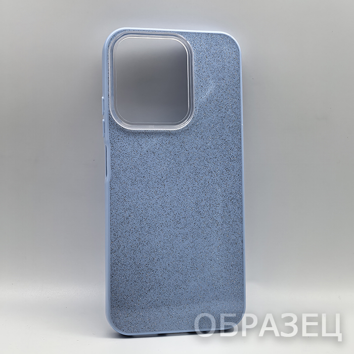 Xiaomi Redmi Note 14 Pro/POCO X7. Накладка, силикон, PC Camera Edge Shine, блестки, голубой