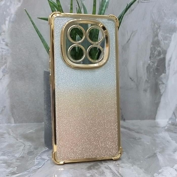 Xiaomi Redmi Note 14 Pro/POCO X7. Накладка, Heavy Armor TPU, вкладка с блестками, золотистые края