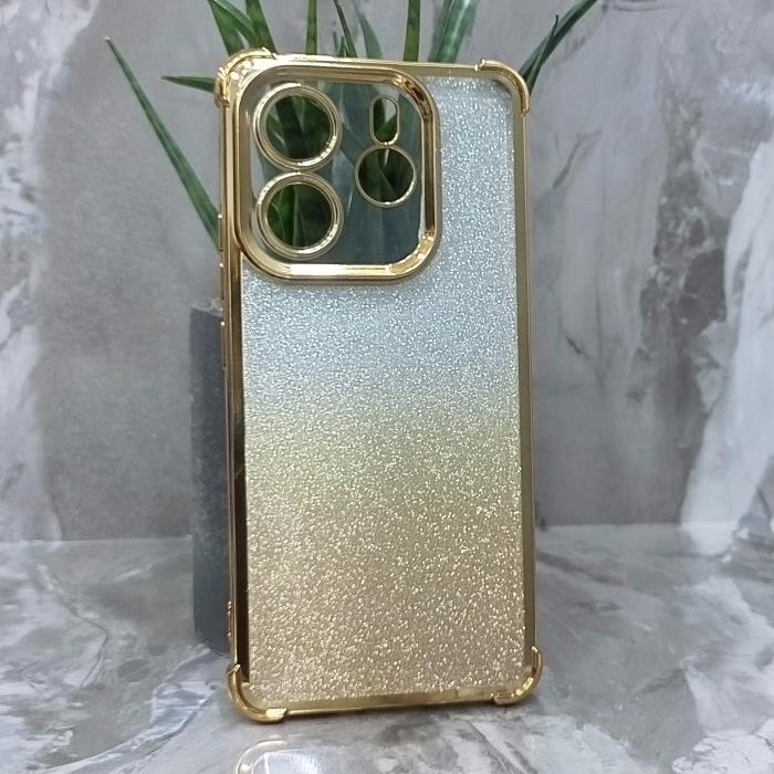 Xiaomi Redmi Note 14 4G. Накладка, Heavy Armor TPU, вкладка с блестками, золотистые края