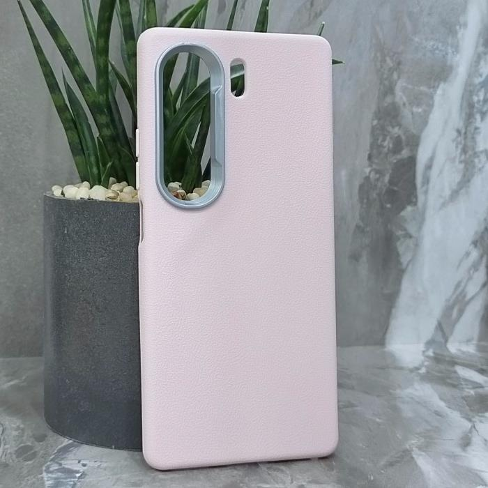 Tecno Camon 40 4G. Накладка, PU Metal Camera Edge, текстура кожи, светло-розовый