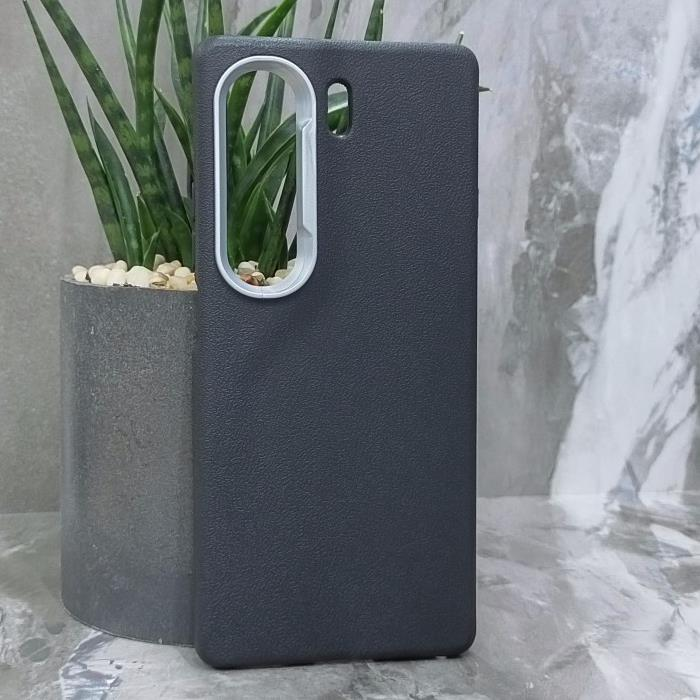 Tecno Camon 40 4G. Накладка, PU Metal Camera Edge, текстура кожи, черный