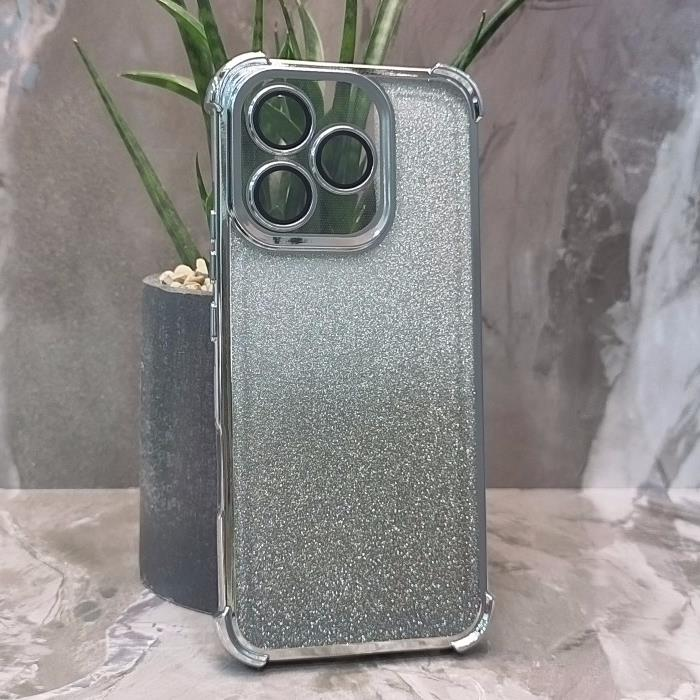 Huawei Honor 400 Lite. Накладка, Heavy Armor TPU, вкладка с блестками, серебристые края