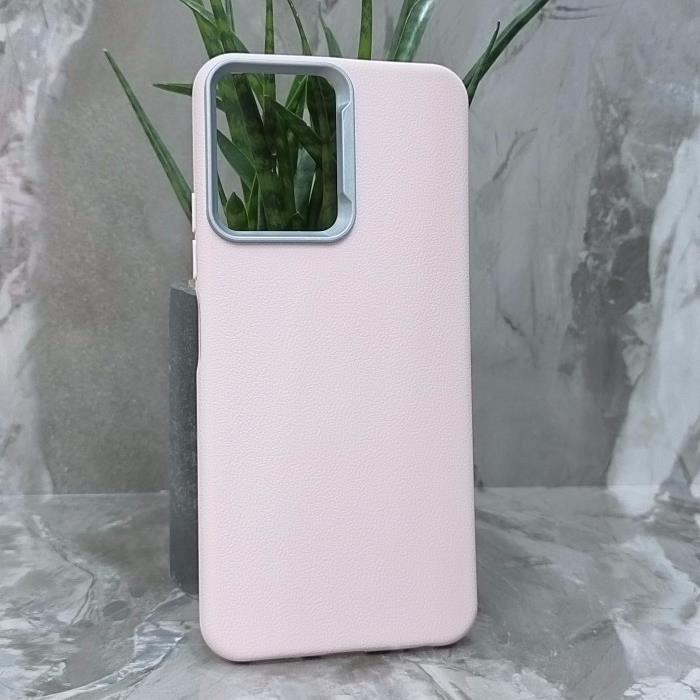 Tecno Spark Go 2/POP 10. Накладка, PU Metal Camera Edge, текстура кожи, светло-розовый