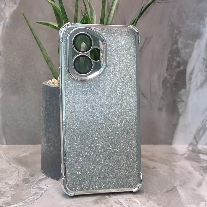 Huawei Honor 400. Накладка, Heavy Armor TPU, вкладка с блестками, серебристые края