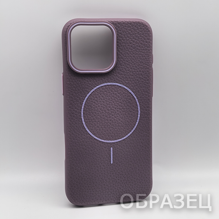 iPhone 17 Pro Max. Накладка, Simple Leather Slim Mag, текстура кожи, фиолетовый
