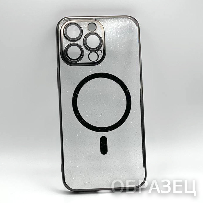 iPhone 17 Pro Max. Накладка, Camera Armor Shine Mag, пластик, окантовка черная, прозрачный