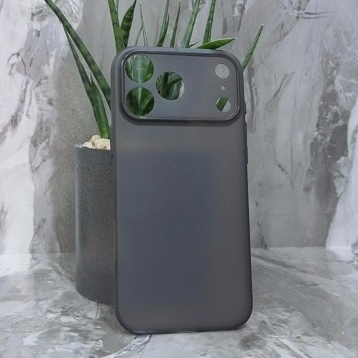 iPhone 17 Pro Max. Накладка, Slim Soft Matte, ультра-тонкий, черный полу-прозрачный