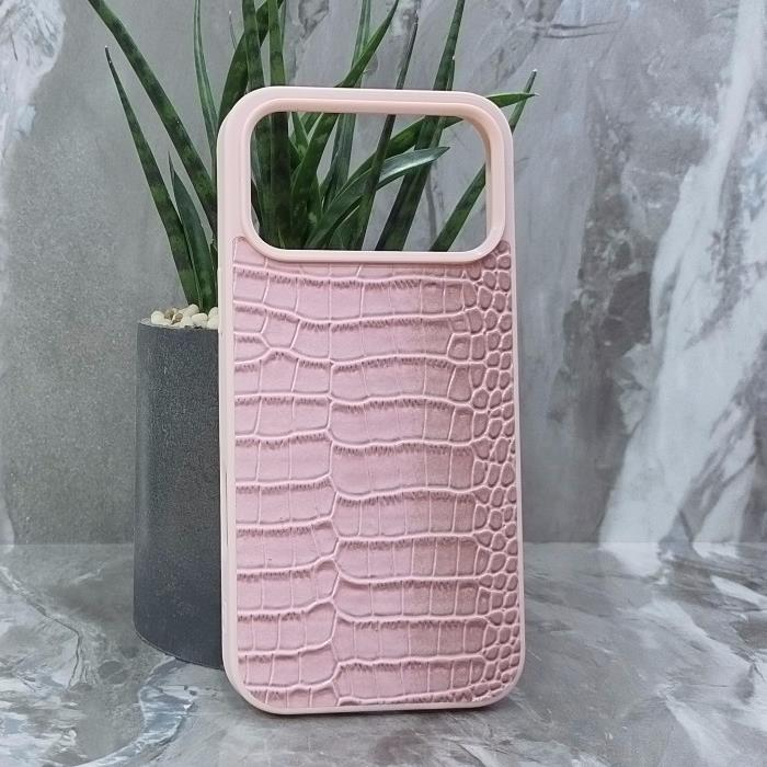 iPhone 17 Pro Max. Накладка, Classic Glossy Leather, розовый