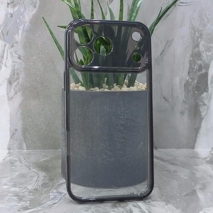 iPhone 17 Pro Max. Накладка, силикон + пластик, Clear Case Camera, прозрачный, темные края