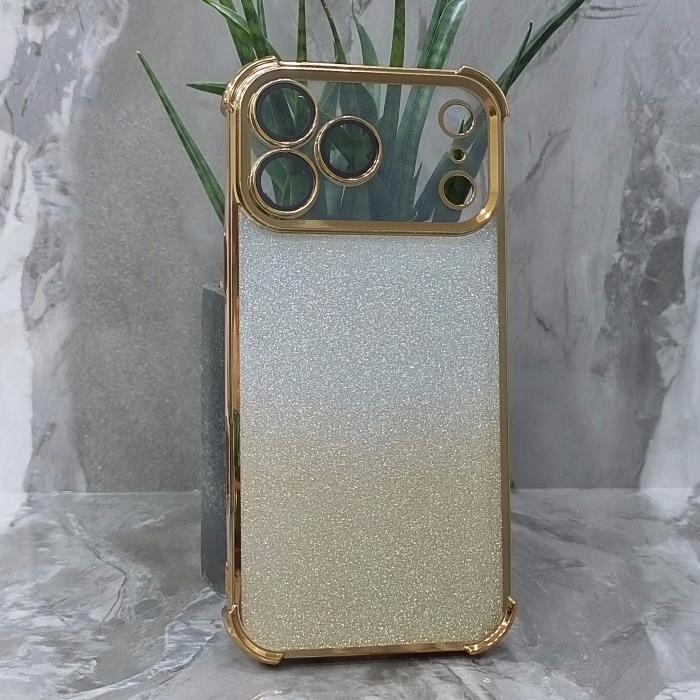 iPhone 17 Pro Max. Накладка, Heavy Armor TPU, вкладка с блестками, золотистые края