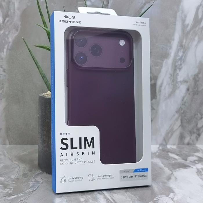 iPhone 17 Pro Max/18 Pro Max. Накладка, Keephone Slim Airskin, полу-прозрачный, бордовый