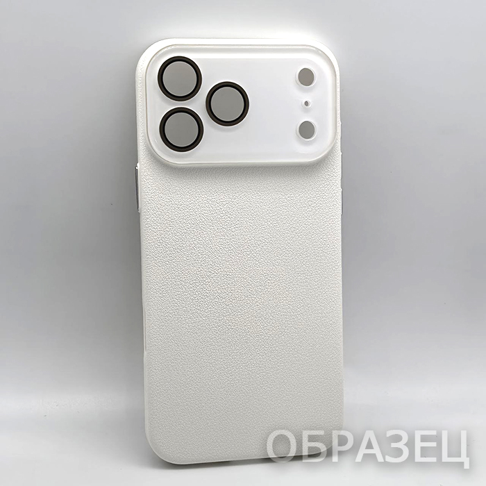 iPhone 17 Pro. Накладка, PC Leather Camera Glass, белый