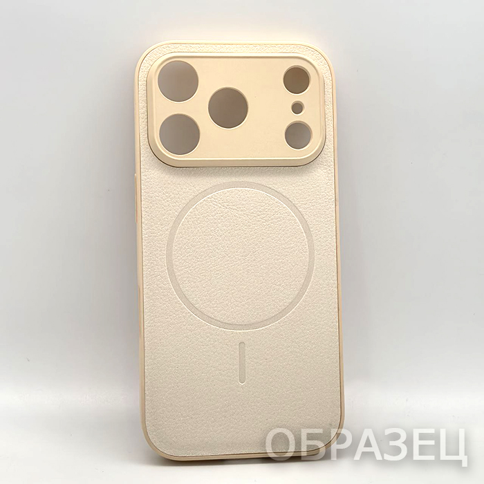 iPhone 17 Pro. Накладка, Simple Leather Mag, бежевый