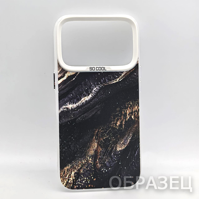 iPhone 17 Pro. Накладка, So cool, Акриловая текстура черная, белый