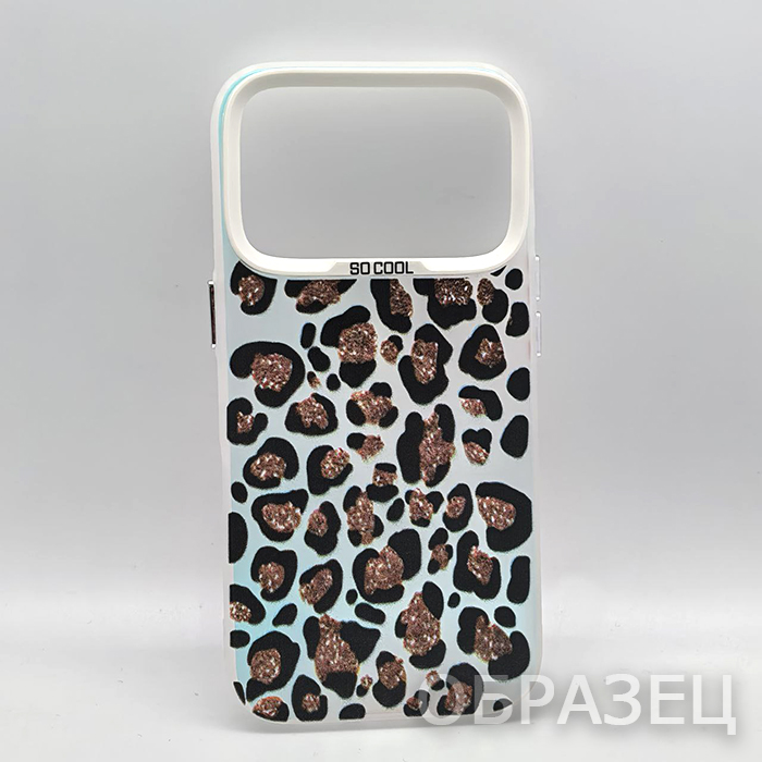 iPhone 17 Pro. Накладка, So Cool, разноцветный перелив, текстура леопард