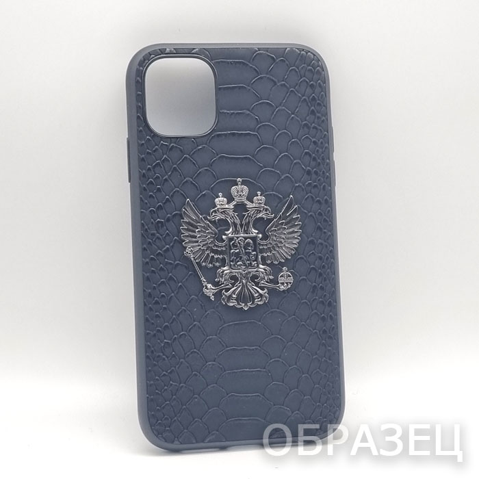 iPhone 17 Pro. Накладка, Snake Leather, Герб, черный