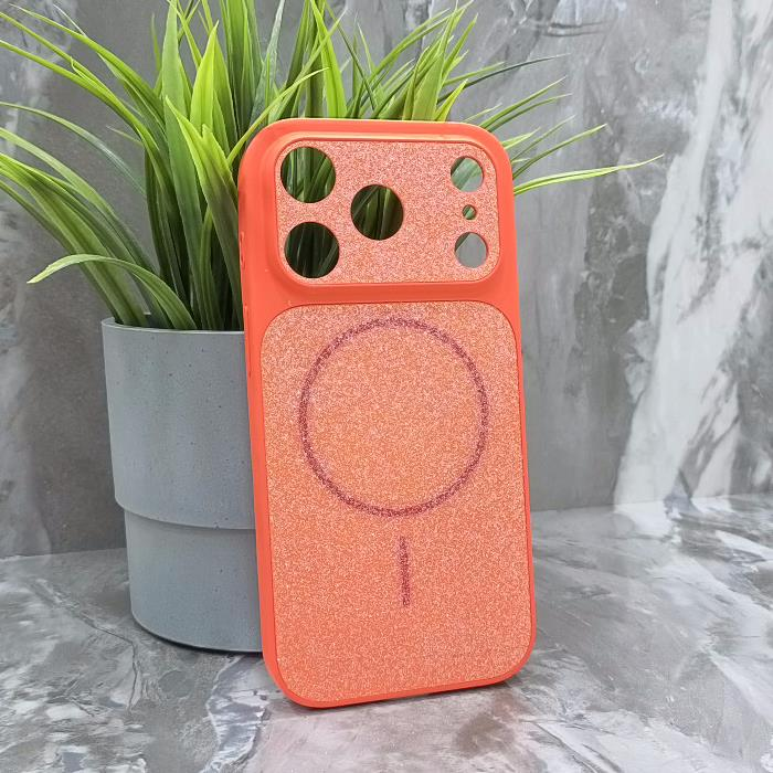 iPhone 17 Pro. Накладка, Shining Mag Imitation, блестки, оранжевый